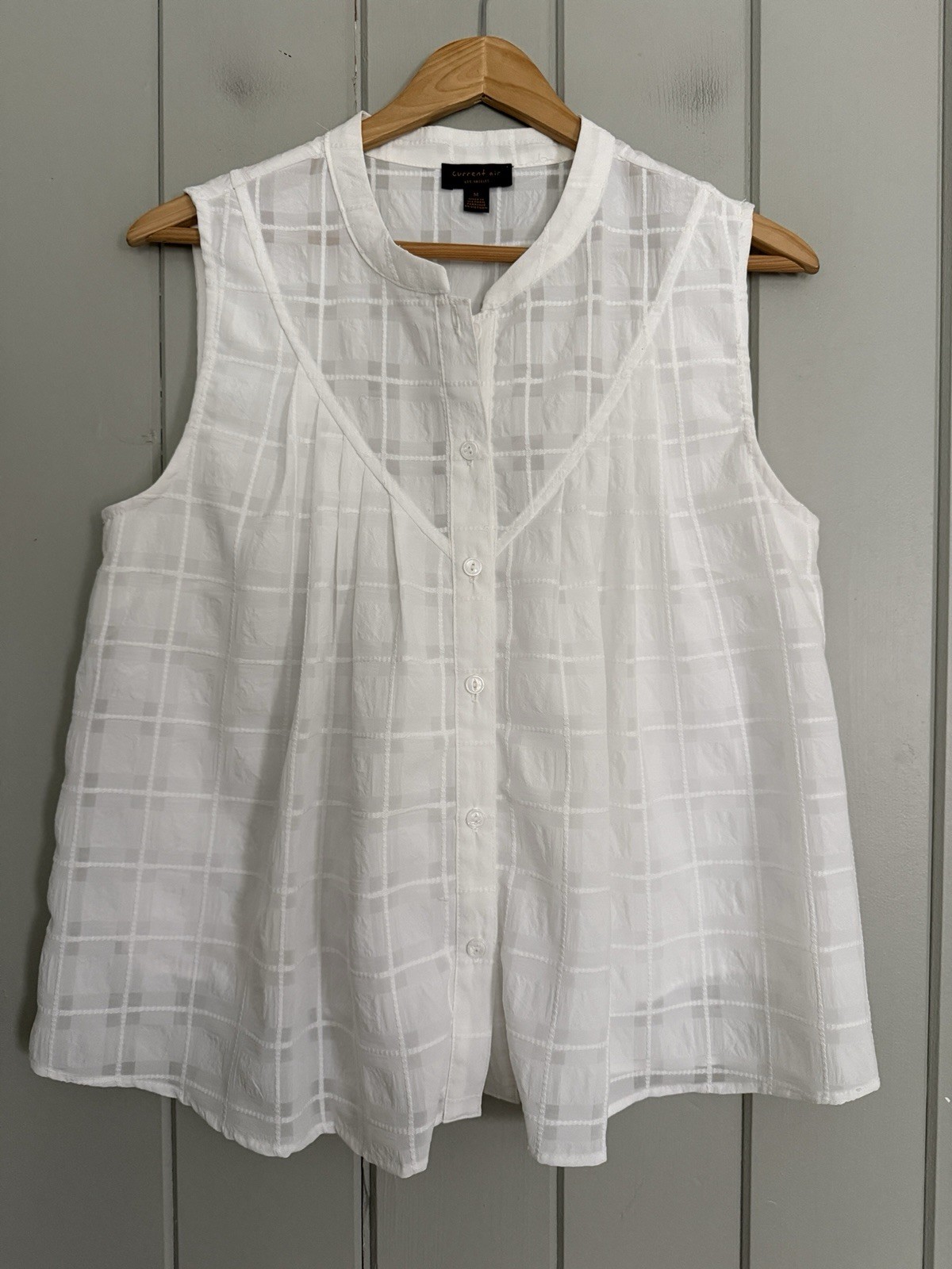Current Air Blouse M Medium Button Front White Co… - image 1