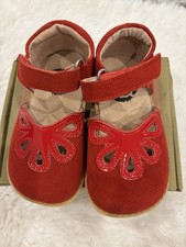 Livie and Luca Girls Redsu Red Classic Suede Leather Petal Shoes US sz 8