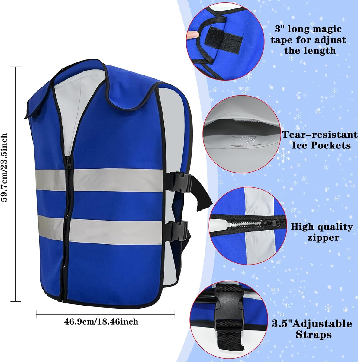 Cooling Vest with 20 Reusable Ice Packs - Adjustable Size for