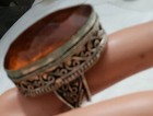 STERLING SILVER RING W, LARGE AMBER COLOR CRYSTAL 1", RING SIZE 8 — photo 4