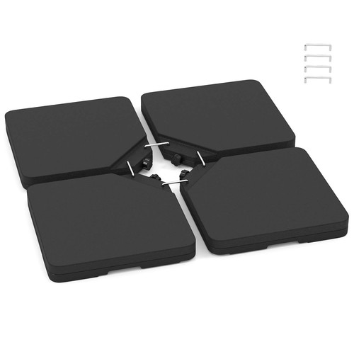 Base de paraguas desplazada con 4 placas cuadradas de HDPE y 4 ganchos metálicos de conexión para patio - Imagen 10 de 10