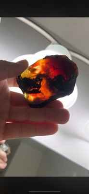 Genuine 61g Blue/Black Sumatra Amber Specimen Raw Half Polished Stone