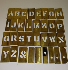 Vintage 43 Piece Brass Interlocking 2.5" Letter Number Metal Stencils