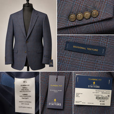Stafford 48L Classic Fit Blue Burgundy Glen P...