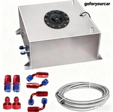 10 Gallon Aluminum Fuel Cell Gas Tank+Cap+Level Sender+Nylon Fuel Line Kit Slive