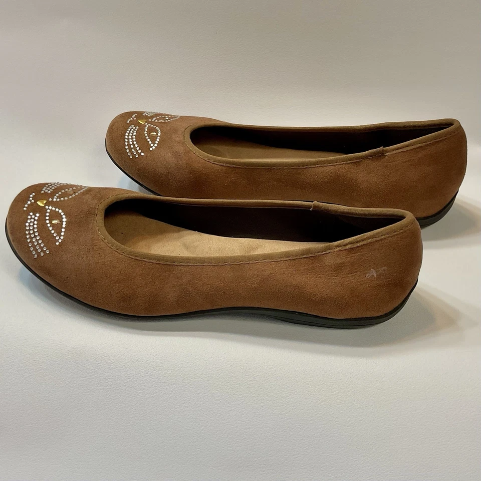 Zapatos para mujer Kittycat estilo suave talla 8,5 M bronceados espuma viscoelástica sin cordones planos Foto 4 de 4