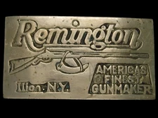 TD15152 VINTAGE 1970s **REMINGTON AMERICA'S FINEST GUNMAKER** SOLID BRASS BUCKLE