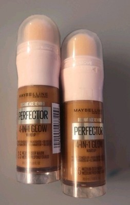 2x Maybelline Instant Age Rewind Perfector 4-in-1 Glow 2.5 Medium Deep Warm NEW 