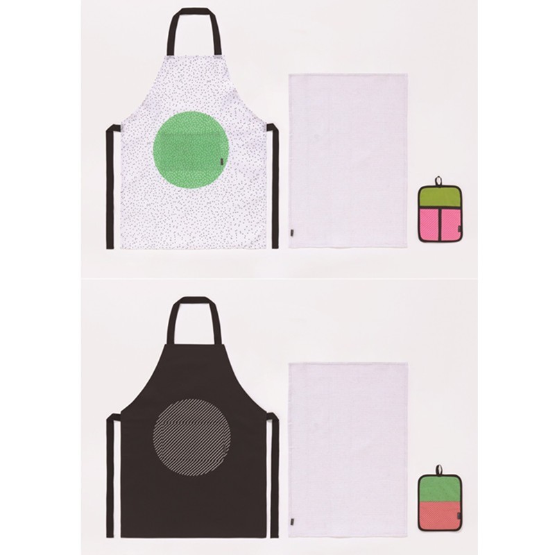 Itamae Küchenset DOIY Schürze Topflappen Geschirrtuch Set Maki Lachs