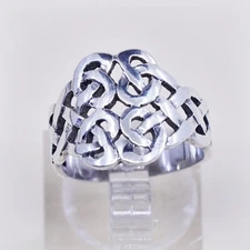 Size 6, vtg BOMA Sterling 925 silver handmade irish woven braided ring, band