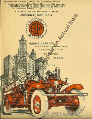 Ahrens-Fox Sales Ad Fire Truck Brochure Photograph Print 8.5x11''
