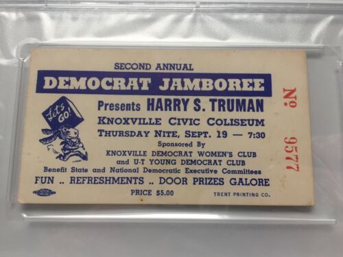 1963 President Harry S. Truman Knoxville Democrat Jamboree Ticket Pass PSA 5 - Bild 2 von 4