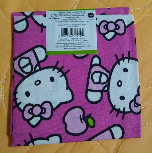 Hello Kitty 100% Cotton Pink Fabric Fat Quarter 18" x 21” New! Free Shipping! - Picture 4 of 5