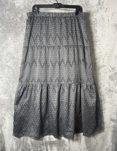 LOFT Outlet Women’s Long Skirt Size Large A-Line Midi Gray Elastic Waste