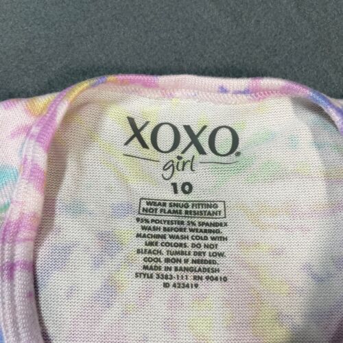 XOXO Girls Pajamas Size 10 Tie Dye Multi Color Pastel Rainbow Groovy Soft NWT - Picture 3 of 14
