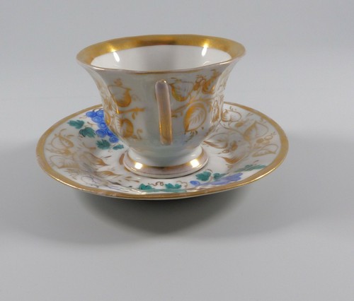 Prag Sammeltasse und Untertasse Weintrauben Gold um 1900 - Bild 2 von 6