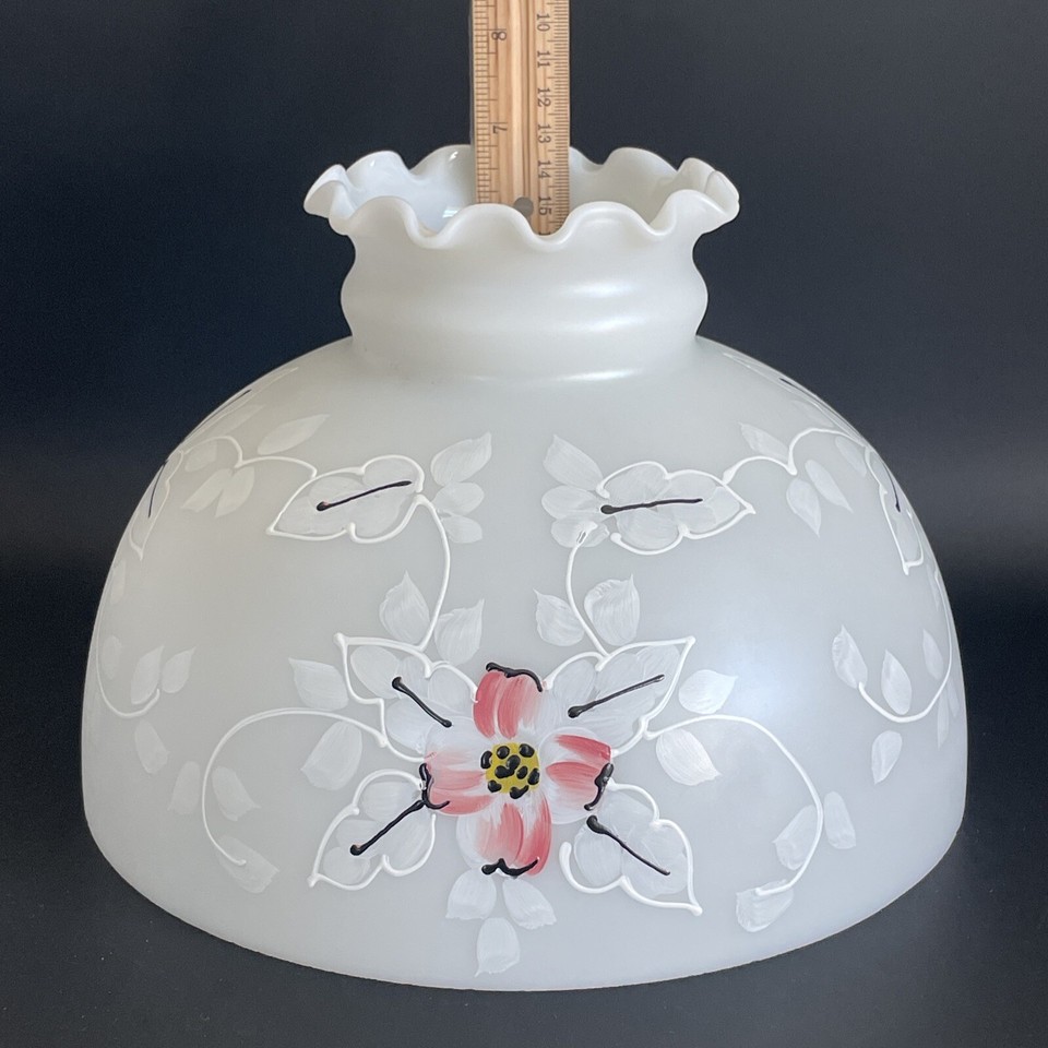 Vintage GWTW 10" Fitter White Hurricane Oil Or Electric Glass Dome Lamp