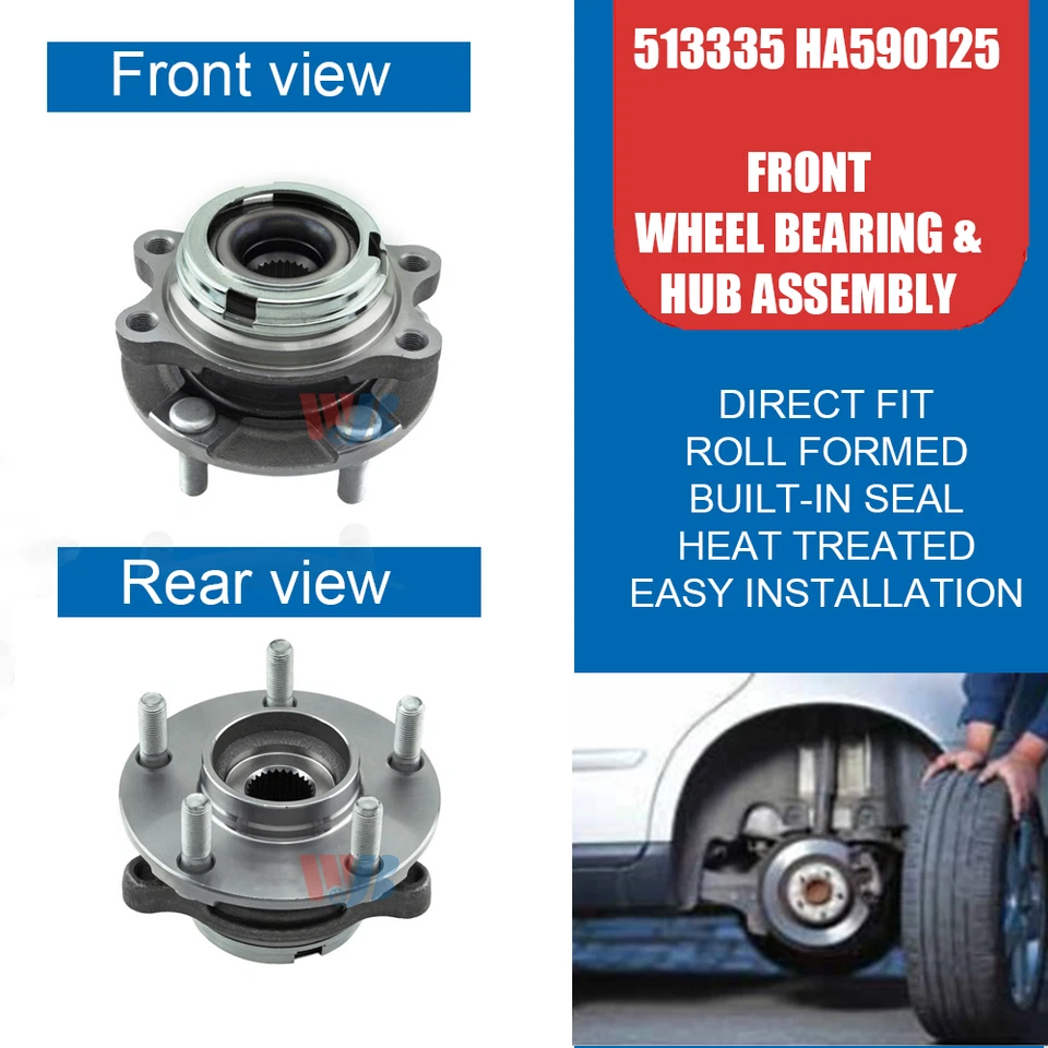 2PCS Front Wheel Bearing Hub Assembly Fit for Infiniti FX35 G35 EX35 G37X 513335 Foto 2 de 4