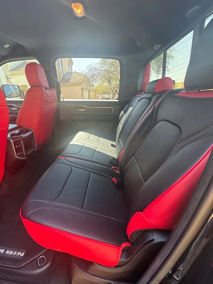 PARA DODGE RAM 1500 2500 MOTOPTES 2000-2024 FUNDA ASIENTO CUERO COCHE PERSONALIZADA DURADERA Foto 4 de 4
