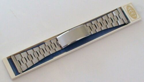VINTAGE 1970'S NEET STAINLESS STEEL MEN'S WATCH BAND 22mm TO 25mm NOS EXCELLENT - Picture 1 of 7