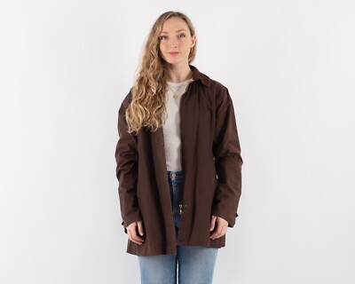 Brown Vintage 90s Women's Waxed Canvas Oilskin Field Horse
