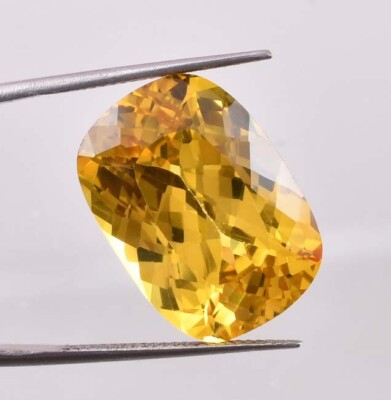 24.70 Ct 100% Natural 20 x 14 MM Lemon Yellow Sapphire Gemstone (GIT Certified)