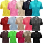 New Women Cotton Knitted Short Sleeve Bolero Shrug Crop Top Cardigan Plus Size