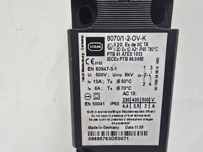 GOOD USED! STAHL LIMIT SWITCH 8070/1-2-OV-K | eBay