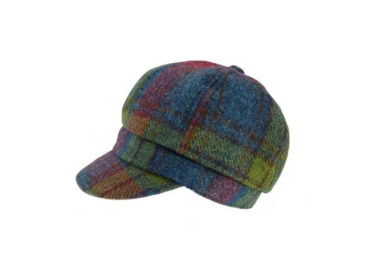 Ladies Harris Tweed One Size Ladies Cap in Multi Colour Tartan