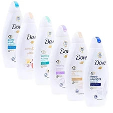 Lot of 6 Dove  Body Wash 16.9 oz Assorted -Shea Butter, Pistachio, Coconut,