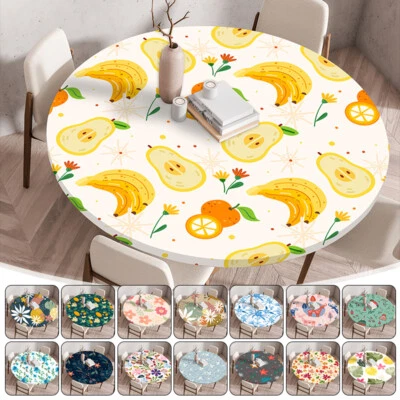Blume Runde Tischdecke Wasserdicht Elastisch Picknick Kaffee Esstisch Abdeckung - Bild 1 von 4