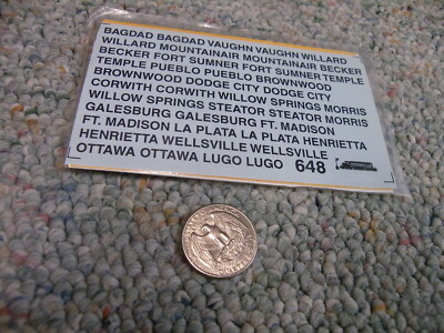 Oddballs decals HO ATSF Station Names post min brown Bagdad Vaugn Lugo etc   F42
