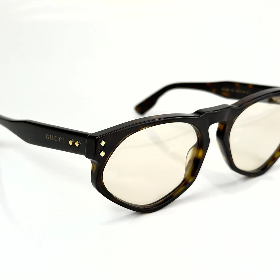 Óculos de sol GUCCI Gg1248S 1248 marrom madeira mármore amarelo unissex estilo angular 001 - Imagem 4 de 4