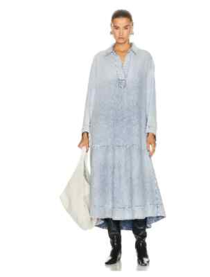 KHAITE Franka Woman's paneled denim blue maxi dress nwt run big | eBay