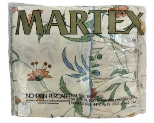 Vintage 90’s Martex RACHEL Cream Floral Full/Double Flat Sheet Ruffles New! - Picture 1 of 19
