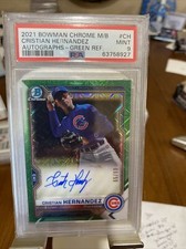 PSA 9 Green 2021 Bowman Chrome CHRISTIAN HERNANDEZ Mojo Mega Refractor Auto