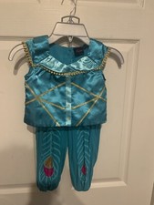 Disney Jasmine Costume Aladdin Live Action Toddler Sz 2T Green Gold Top Pants