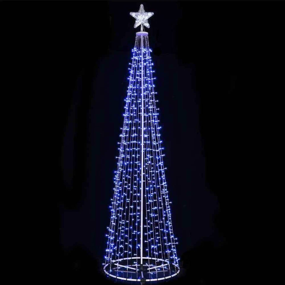 BAKAJI Albero Natale Luminoso 280 cm Blu 753 LED Decorazione Metallo Esterno Natalizio