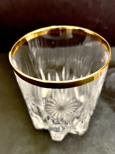 Set 3 bicchieri da bar in cristallo taglio Cellini Old Fashioned Italy bordo oro 24K - Foto 5 di 11