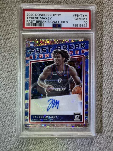 2020 Optic Prizm Tyrese Maxey Auto Rc PSA 10 Fast Break Holo Rookie