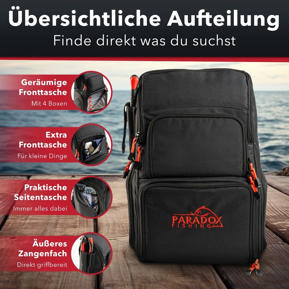 Paradox Fishing Angelrucksack mit Boxen I Angeltasche Rucksack Angeln - Bild 2 von 4