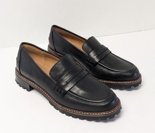 Madewell The Corinne Lugsole Loafers, Black Leather, Women's 7