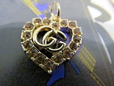 GUCCI  ZIP PULL   22X20MM gold tone,   CRYSTALS THIS IS FOR 1 heart