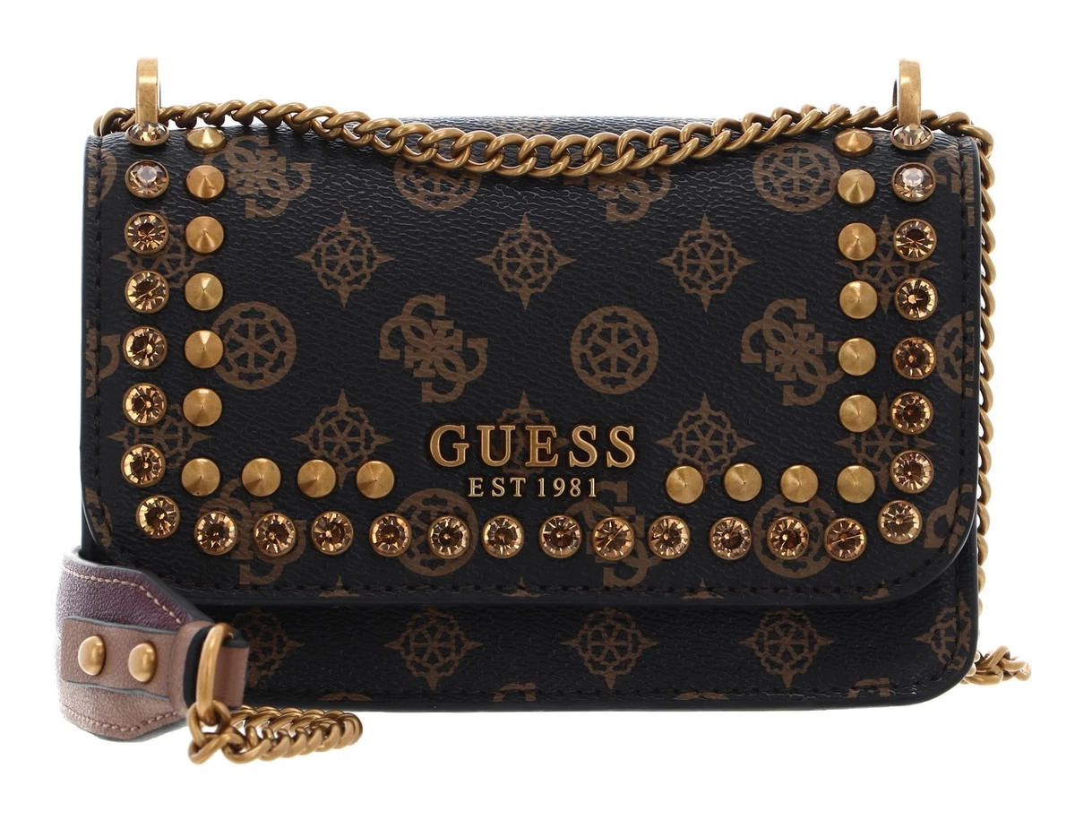 GUESS Fynna Convertible Crossbody Flap S Mocha Logo / Merlot