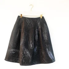 Lanvin Skirt 38 XS Black Pleated Brush Stroke Artist Skater Grunge Art Y2K JAPAN