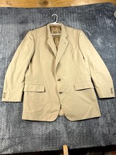 Mens Blazer Jacket 44L Beige Single Breasted Lined Notch Lapel MADE IN USA