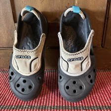 Crocs Child Kids Clogs Sandal Black Beige Slip On Size 12C-13C Unisex FREE Ship