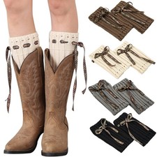 Winter Warm Boot Cuffs 4 Pairs Women Crochet Knitted Short Leg Warmers Topper