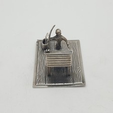 Niederl&auml;ndische Silber Miniatur Schulmeister Schreibtisch Szene Figur