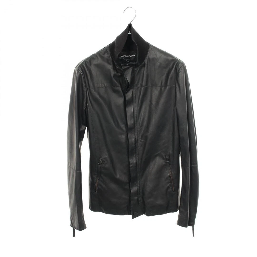 Emporio Armani Leather Outer Shell Black Coats, Jackets & Vests